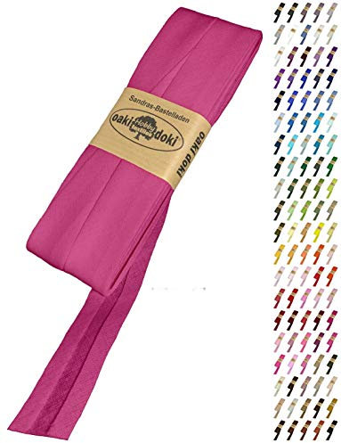 Sandras-Bastelladen Schrägband/Einfassband Baumwolle Uni gefalzt 5m x 20mm 795-Cyclam