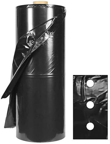 ESTO Telo Pacciamatura Passo 30, Varie Misure Fino a 1000 Metri, Telone Nero Film Pacciamatura Pacciamante Elastico Tessuto Anti Erbacce 100 cm/50 mt