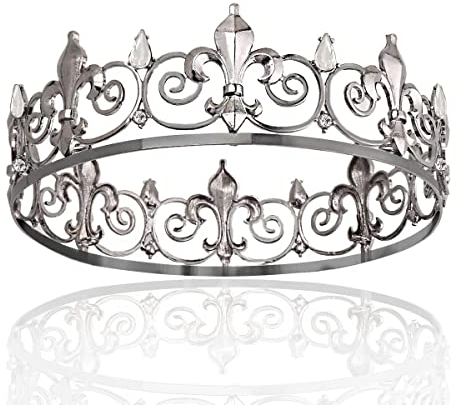 Royal Full King Krone Metall Kronen und Tiaras für Männer Cosplay Hochzeit Prom Party Dekorationen Krone Kopfbedeckungen Zubehör (Schwarz Weiß)