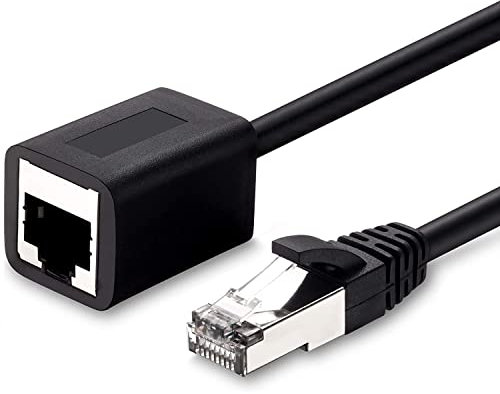 CABLEPELADO Cable extensor red, Cable prolongador Ethernet, Extensor de cable de red, Cable alargador UTP, Cable de conexión UTP, CAT6, Color Negro, Macho a Hembra, Longitud 1 Metro