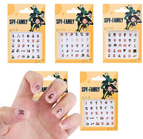 Roffatide Anime Nagel Aufkleber Aufkleber 5 Blätter 3D selbstklebend DIY Nail Art Dekoration Set Nettes Design Maniküre Nägel Dekoration Zubehör für Frauen Mädchen