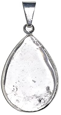 Reino Minerales Colgante Cristal de roca - Gota montada acero