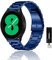 ZoRoll 20mm Cinturino per Samsung Galaxy Watch 7/Watch 6/Watch 5/Watch 4Watch 3, Metallo Regolabile con Cinturino in Acciaio Inossidabile per Galaxy Watch FE 40mm/Watch 5 Pro 45mm - Blu