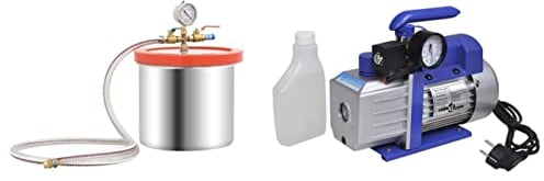 Tidyard Vakuumkammer mit Einstufiger Pumpe Vacuumpumpe Unterdruckpumpe Vacuum Kompressor Pumpe Klimaanlagen für die Reparatur von Kühlschränken 7,4 L