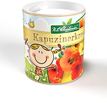 Kapuzinerkresse Zwergmischung Streudose 49g | Tropaeolum majus samenfest | 400 Pflanzen | Essbare Blüten Blätter