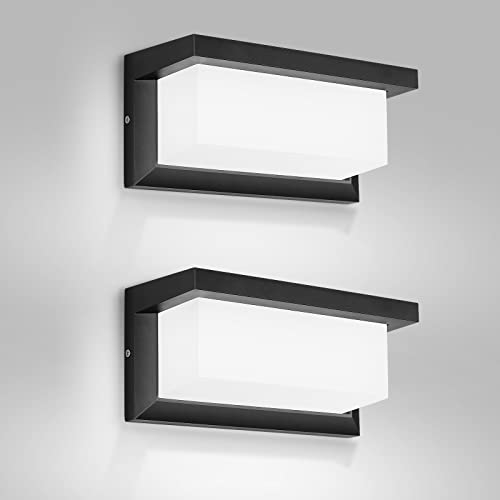 MICUTU Wandleuchte Außen LED, 18W Außenlampe Wand, Wasserdichte Außenleuchte LED Wandstrahler für Treppenhaus Beleuchtung, Gartenleuchte, Hauseingang, Terrassen, Wänden, Wegen (Kaltweiß,2PCS)