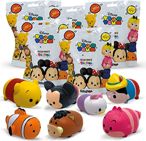 #sbabam Disney Tsum Tsum, Squishy Spielzeug mit Mickey Mouse, Minnie Mouse, Pinocchio, Nemo und Anderen, 5er-Pack, Disney Geschenke mit Weichen Kleinen Gummipuppen, Spielzeug ab 3 Jahre für Kinder