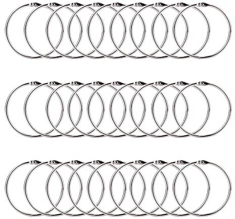Anneaux de Reliure,50 Pièces Anneaux Articulés,50mm Anneau Metallique,Anneau Classeur Metal,Métalliques Articulés de Reliure Anneau de Rideau,Porte-clés Bricolage Classeur Rideaux Anneau