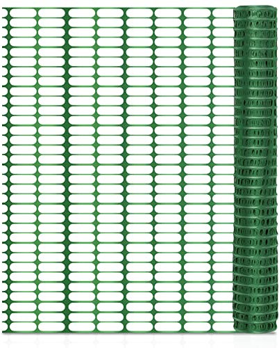 Yakimz Schutznetz Kunststoff, 1 x 50m, Kunststoff-Netz Absperrzaun Bauzaun Warnnetz Auffangnetz Fangnetz Wildzaun Fangzaun Warnzaun Zaun Netz Baustellnetz Waldzaun, Grün, 2 Stück