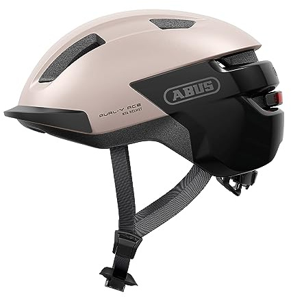 ABUS Fahrradhelm Purl-Y ACE mit LED-Licht – geeignet Fahrten auf E-Bike und S-Pedelec – Trendiger NTA-Schutzhelm für Erwachsene und Jugendliche – Beige, Größe M