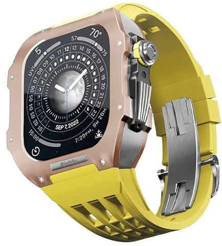 EPANO Correa de reloj de lujo, para Apple Watch 6/5/SE/4 Series Titanium Case+fluororubber Luxury Watch Band para Iwatch 44mm Watch Band Retrofit Kit Upgrade Watch Band and Case, 44MM, Agate