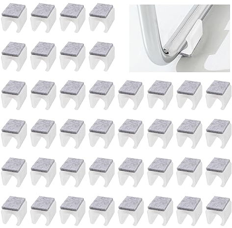 UFURMATE Lot de 40 Patins de Chaise en Plastique avec Patins en Feutre - en Forme de U - Antidérapants et rectangulaires - pour Pieds de Chaise de traîneau Ronds (15 mm, Blanc)