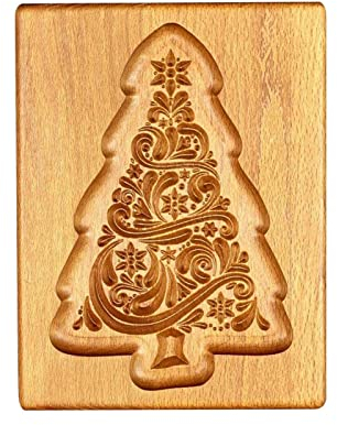 VAZZIC Keksform und Keksstempel aus Holz, 3D-Keks-geschnitzte Holzform, Presse, Präge-Backform (1)