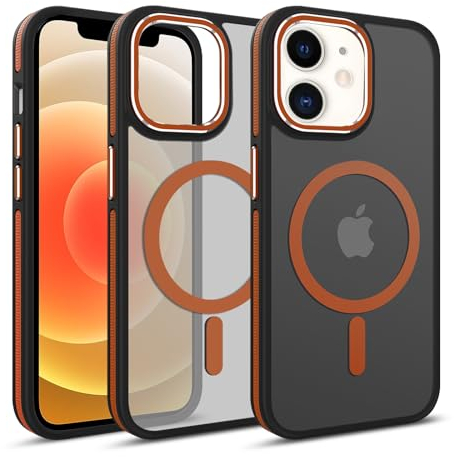 Loyhee Magnetische Hülle für iPhone 12 / iPhone 12 Pro, Kompatibel mit MagSafe, Transluzente Matte Militärschutz Stoßfest Handyhülle Anti-Kratzen Anti Fingerabdruck Schutzhülle - Orange
