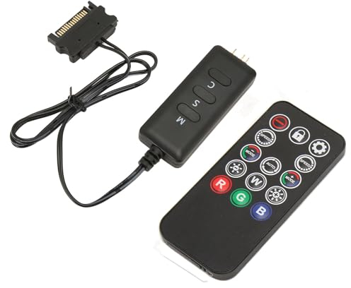 Fockety Controller ARGB, Kit Controller per Ventole PC ARGB 5V 3 Pin, Alimentatore SATA Controller Remoto a Strisce Luminose per Ventole per Case RGB per PC, Striscia LED Arcobaleno per PC