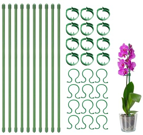 Orchideen Stäbe Pflanzenstütze, UCLEVER 60 Stück 40cm Pflanzenstab Blumenstütze Zimmerpflanzen Pflanzenhalter rankhilfe zimmerpflanzen Kunststoff Pflanzen Stabilisieren Stab Pflanzstab blumenhalter