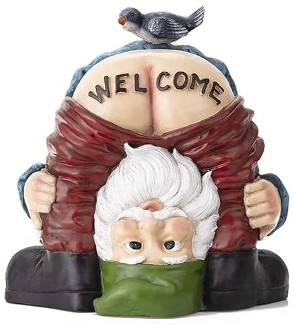 wosynm Willkommen Gartenzwerg, Gartenstatue Zwerg Harz Zwerg Figur, Gartenfiguren Gartendeko für Draußen, Geschenke für Frauen/Mama Deko für Zimmer Terrasse