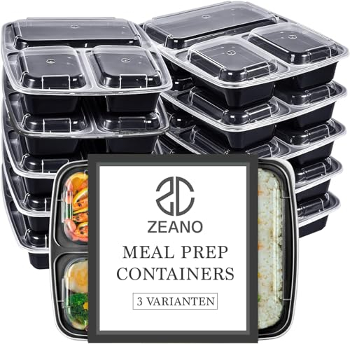 Zeano 1-3 Fach Meal Prep Container - Essensbox, Lunchbox Mikrowellengeeignet, Spülmaschinenfest Und Wiederverwendbar - Luftdichter Deckelverschluss, BPA Frei (10er - 1 Fach)