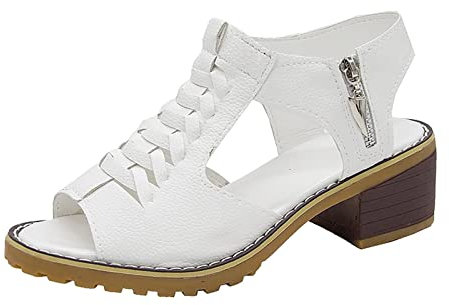 Femme Été Rétro Bloquer Talons Hauts Sandales à Talons Epais Élégant Cheville Bloc Partie Ouverte Boucle Compensé Chaussures Poisson Bouche Sandale à Talon Sandale de Cocktail de Mariage Fête Soirée