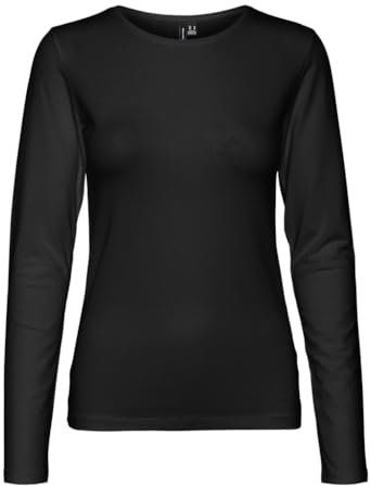 VERO MODA VMLULU LS O-Neck Top JRS GA NOOS, Black, XS