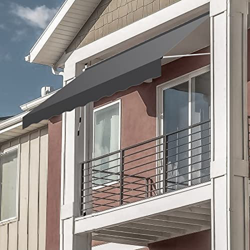 ISOISL Klemmmarkise Markise Balkon 300cm Breit, Balkonmarkise ohne Bohren Handkurbel höhenverstellbar, UV-beständig Sonnenschutz wasserdicht für Terrasse Balkon Veranda, Grau