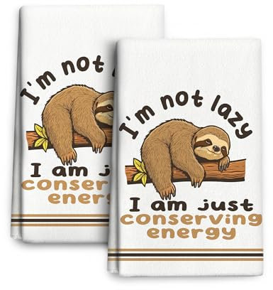 Cukemip Lustige Faultier-Küchentücher mit Aufhängeschlaufe, weich, saugfähig, Faultier-Geschenke, niedliche dekorative Handtücher, Geschirrtücher für Küche, Badezimmer, Bauernhaus, Urlaub,