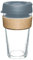 Reusable Glass Coffee Cup/Travel Mug with Lid - Heat Resistant Sleeve Surround Eco Friendly with Plugged Removable Lid (Grey 470ML Cork)
