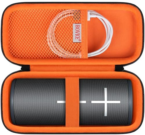 BOVKE Travel Case Compatible with Ultimate Ears Boom 4 Portable Waterproof Bluetooth Wireless Speaker, Boom 4 Holder with Mesh Pocket for Charging Cables, Black