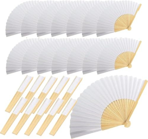 Ventagli Bianchi Matrimonio,Ventagli Matrimonio,Ventagli Bianchi,Ventagli Matrimonio Personalizzati (60 Ventagli),Gadget Decorativi,Pieghevole,Adatto per Bomboniere di Matrimonio,Gadget Cerimonia