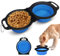 Qaestuan Gamelle Pliable 2 en 1 pour Chien - Grande et Rétractable en Silicone, Portable pour Voyage, Eau Transportable pour Chat, Randonnée, Camping - Bleu