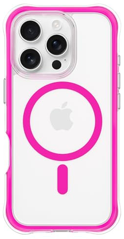 ORNARTO Cover per iPhone 16 Pro[Compatible with Magsafe/Protezione Militare da Cadute/Aria Integrata] Clear Backplane Antiurto Protettivo Custodia per gli Uomini le Donne 6,3 pollici-Rosa Caldo
