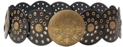 Oyccen Damen Hohle Runde Taillengürtel Vintage Western Scheibengürtel Boho Breite Gürtel für Kleider Hosen Röcke