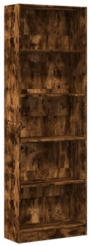 vidaXL Bookcase Smoked Oak 60x24x176 cm Engineered Wood | Spacious design fits books and knick-knacks, Smoked oak brings warmth to your space, Made from engineered wood for durability