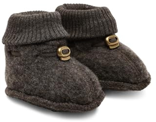 Mikk-line Lammfellschuhe Baby 86/92 Dark Brown Melange - Woll Hausschuhe