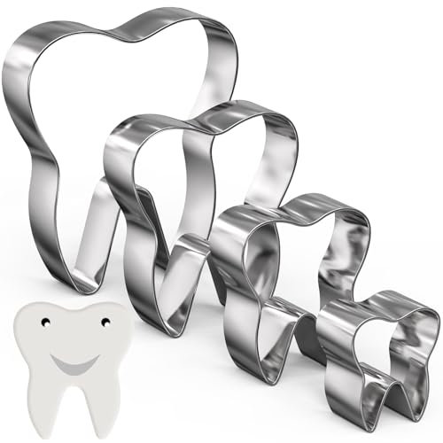 Havawish Ausstechformen-Set aus Edelstahl, 5,1 cm bis 12,7 cm, zum Backen von Fondant, Obst, Brot, Geburtstagsparty, Dekorationen, Zahn, 4 Stück