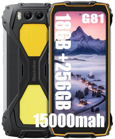 Blackview BV7300 Rugged Smartphone (2025), 800LM Luce Campeggio 15000mAh/45W, 18GB+256GB/2TB Telefono Indistruttibile, 6.67 HD+ 700 nit, 50MP+32MP+20MP Visione Notturna, Fingerprint/4G/NFC (Giallo)
