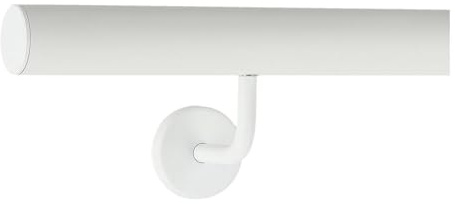 TIBU Barandilla de aluminio barandilla blanca 30-600cm barandilla de pared barandilla de escalera soporte de acero inoxidable inclinado, longitud 80 cm con 2 soportes y tapa recta