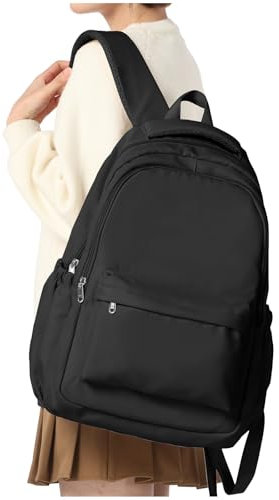 WEPLAN Schultasche Schulrucksack für Mädchen Leichte Schultaschen für Teenager Mädchen Wasserdichter Schulrucksack für College Schule Jungen School Bag Backpack Lässiger Rucksack Damen,Schwarz