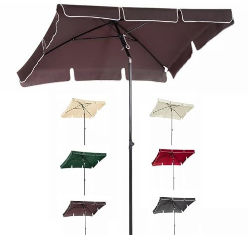 ZYXQQJ Parasol De Jardin Extérieur, Parasol Droit Parasol Inclinable Rectangulaire Parasol De Terrasse pour Table D'extérieur, Protection UV ﻿(Brown)