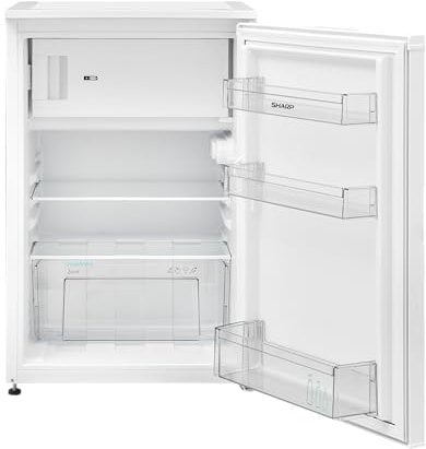 Sharp SJ-UD121T2W-EU Kühlschrank mit Gefrierfach / 121L Nutzinhalt, davon 17L im Gefrierfach/kleiner Kühlschrank mit stufenloser Temperaturregelung/LED Innenbeleuchtung/Weiß