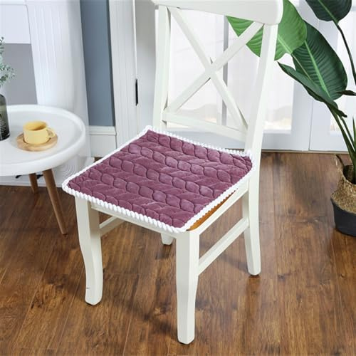 BESTORI Sitzkissen Jacquard mit Bändern Weiche Flauschige Stuhlkisse Bequeme Indoor Sitzauflagen für Esszimmer Küche Bistro Büro, Lila, 45 x 45 x 1 cm