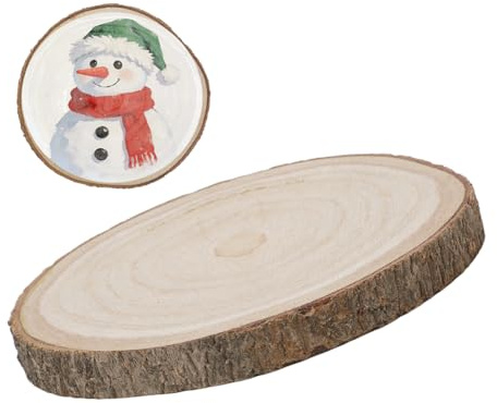 RANJIMA Holzscheiben 1 Stück,30-35cm Baumscheiben Holzplatte Rund, Holzscheiben zum Basteln 2cm Dicke Baumscheibe Unbehandelte Holzkreise ohne Loch für Tafelaufsätze Hochzeiten Basteln DIY Ostern Deko