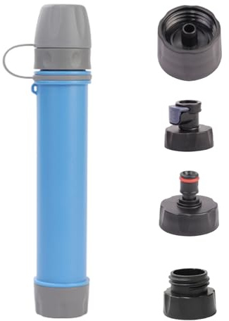 1 Pack Survival Water Filter Straw for Hiking & Camping, 2025 Personal Portable Water Purifier, 3000L Long Life, Includes Bottle & Hydration Bladder Adapters (1, Sky Blue, 3x3x19.3cm)