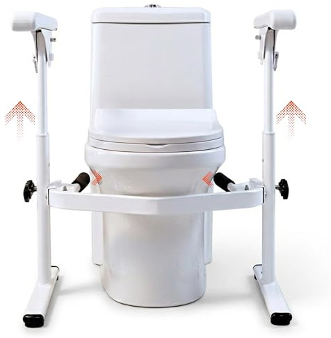 Pukalia Toilet Seat Risers for Seniors with Handles - Heavy Duty 400 lbs Support, Adjustable 21.7 in-27.6 in Height, Universal Toilet Riser Safety Frame for Elderly, Disabled & Post-Surgery