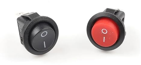 5 Stück KCD1-105 Durchmesser Kleine runde Boots-Wippschalter Schwarz klein Weiß Rot 2-poliger EIN/AUS-Schalter(2Pin Red Black)