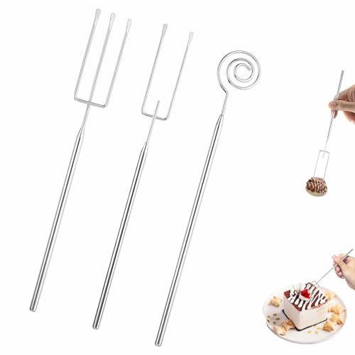 3 Stück Pralinengabel, Edelstahl Schokolade Pralinen Besteck | Schokoladentauchgabel-Set, Candy Fondue Gabel für Handgemachte Pralinen Trüffe