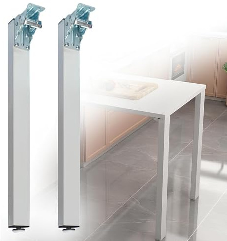 WATAOW Pieds de Table Pliables en Métal | Pied de Remplacement Rabattable pour Meubles | Pieds de Support Gain de Place pour Tables à Manger Bureaux Établis(Blanc,70cm/28in)