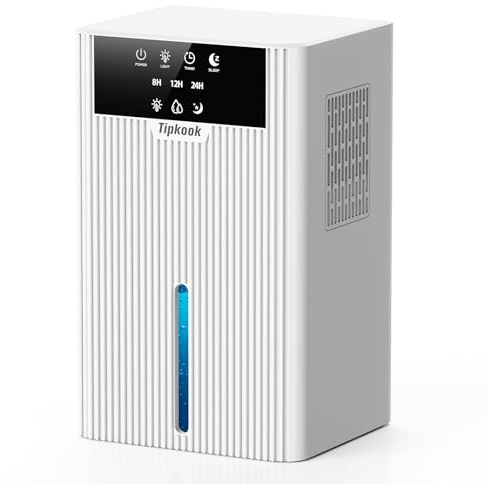 Tipkook Dehumidifier, 2.4L Portable Dehumidifier for Bedroom, 24H Timer, 3 Modes, 10-Colors Lights, High Efficiency & Energy Saving for Bathroom, Drying Clothes, Mothers Day Gifts for Mom