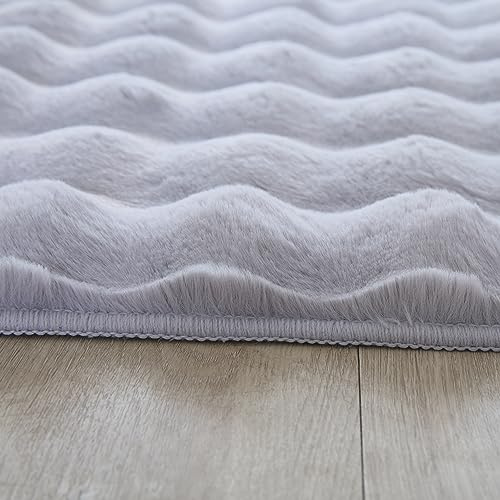 KADIMA DESIGN Schlafzimmerteppich Hochflor Unifarben Elegant Kuschelig Weich Waschbar Strapazierfähig Langlebig 25mm Flor Silber 200x290 cm Schlafzimmer Saugroboter geeignet | ALBA