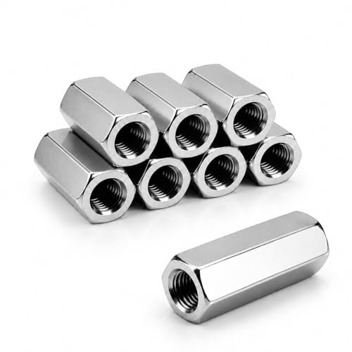 Nasxkji Dado lungo, M10 x 30 mm, 8 pezzi, in acciaio inox 304, dadi di collegamento, manicotti filettati esagonali, dadi distanziali, dado di prolunga per viti, mobili, casa, ufficio, montaggio